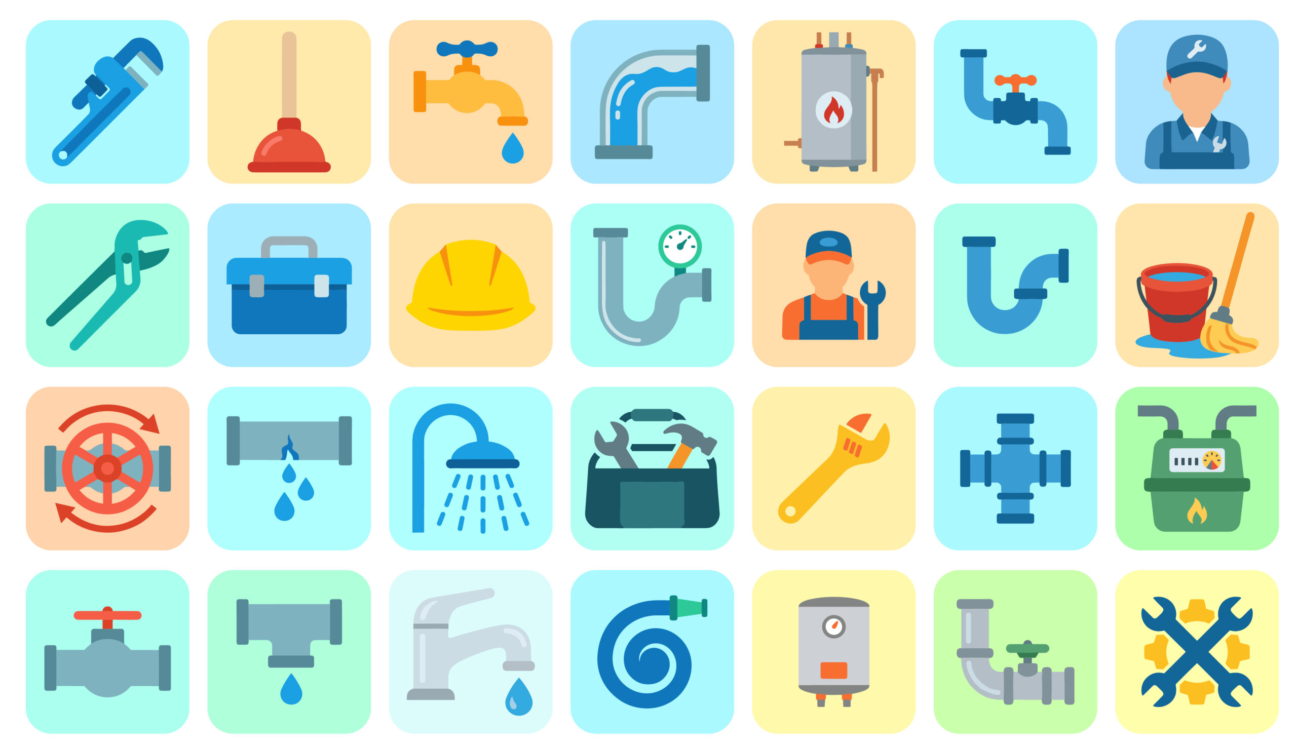 Plumber Icons Pack (Flat Style)